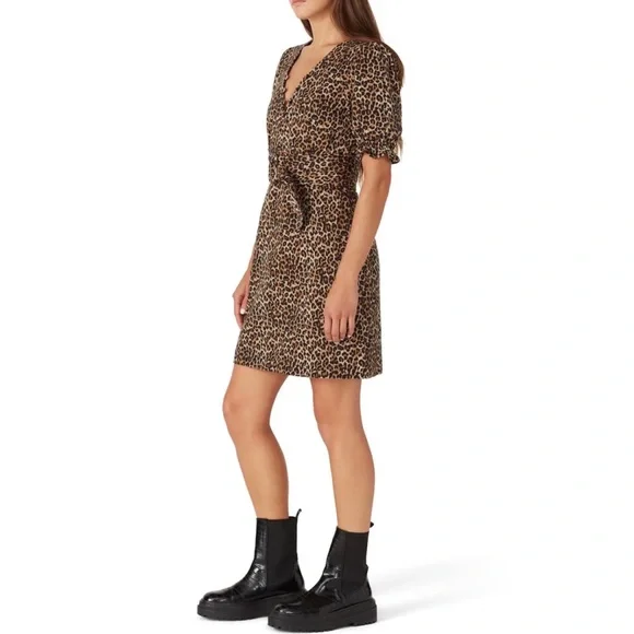 Marissa Webb Carly Canvas Brown Leopard Belted Dress - Picture 4 of 12